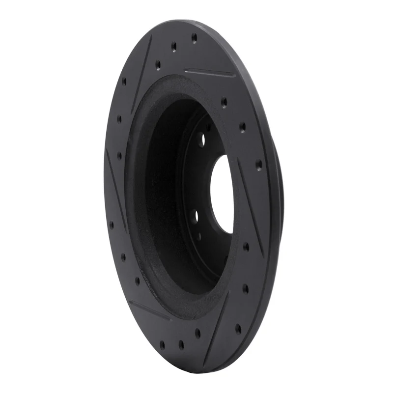 R1 05-17 Honda Accord Rear Right Drilled & Slotted Black Brake Rotor