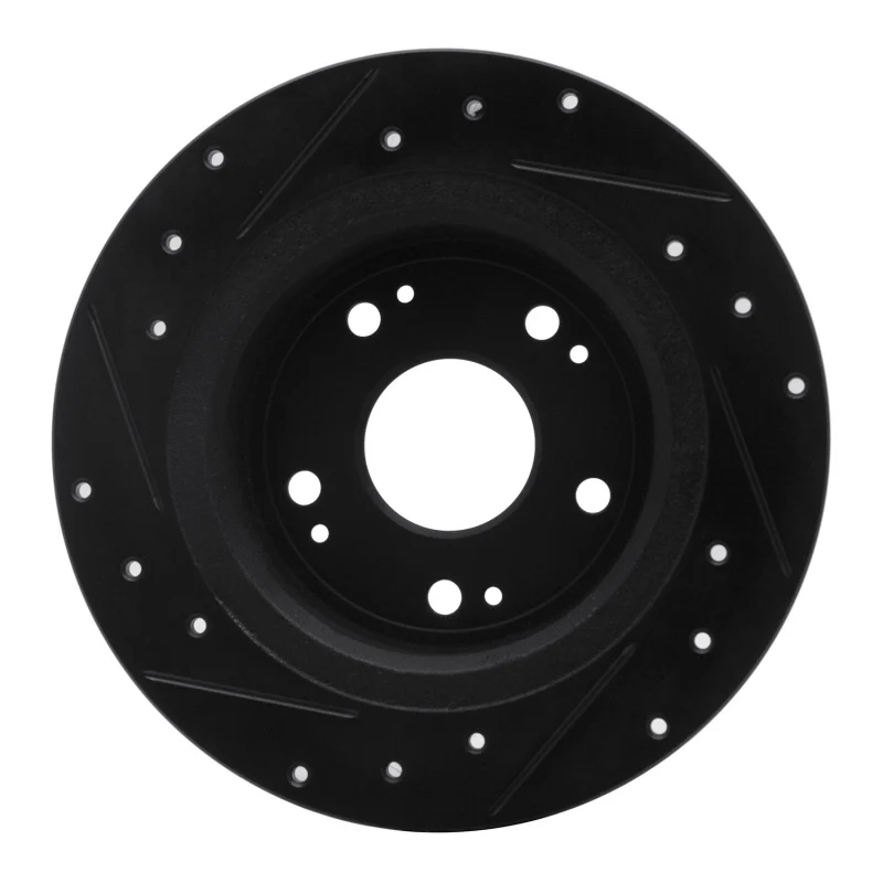 R1 05-17 Honda Accord Rear Right Drilled & Slotted Black Brake Rotor