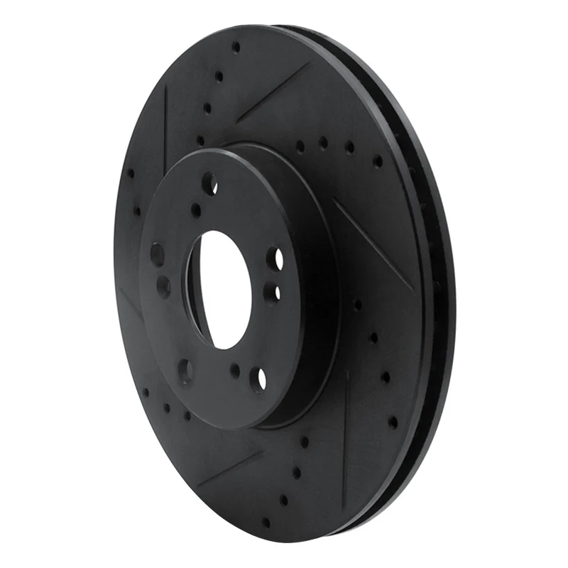 R1 06-15 Honda Civic Front Left Drilled & Slotted Black Brake Rotor