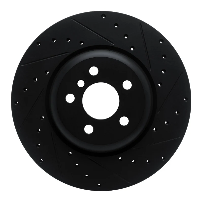 R1 16-25 BMW 330e Rear Right Drilled & Slotted Black Brake Rotor