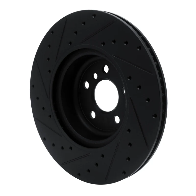 R1 16-25 BMW 330e Rear Right Drilled & Slotted Black Brake Rotor