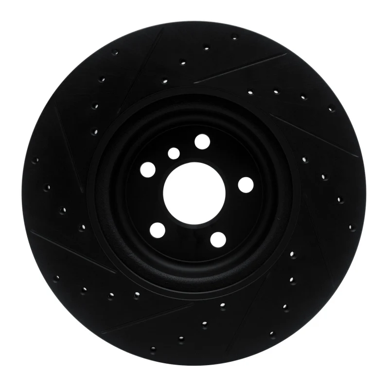 R1 16-25 BMW 330e Rear Right Drilled & Slotted Black Brake Rotor