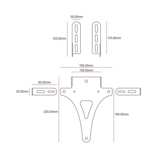 C-Racer Universal Tail Tidy Moottoripyörän rekisterikilven pidike No3