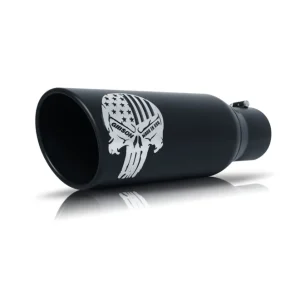 Gibson Patriot Skull Rolled Edge Angle-Cut Tip- 5in OD/2.25-2.5in Inlet/12in Length - Black Ceramic