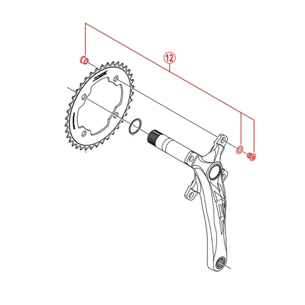 4 M8x8,5 mm:n ruuvipaketti ja piiput SHIMANO ZEE FC-M640 kampiakselille.