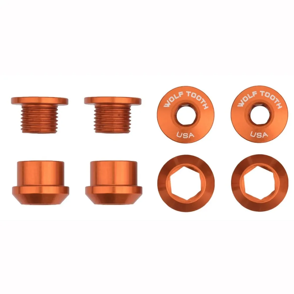 Pakkaus 4 kpl M8x6 mm WOLF TOOTH Transmission 1X Oranssi savupiippu ruuvit ja mutterit