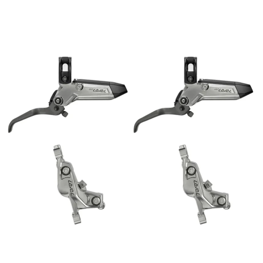 Pari SRAM LEVEL ULTIMATE STEALTH 4-mäntäisiä Silver-jarruja.