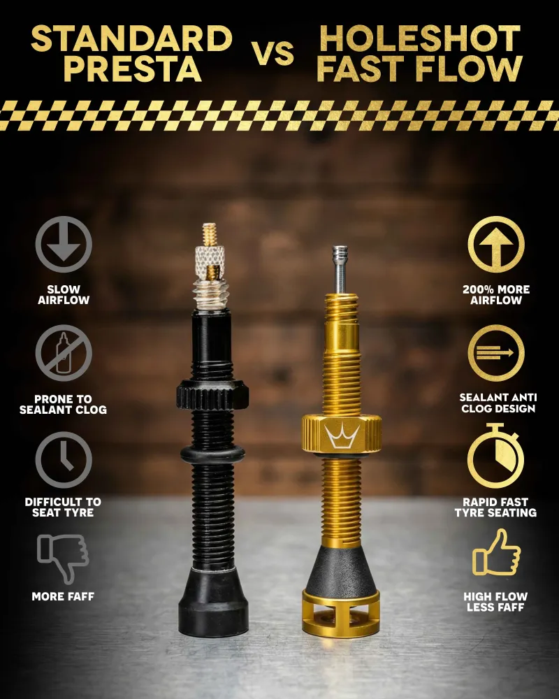 PEATY'S HOLESHOT FAST FLOW MX 42/60mm Tubeless venttiilit (x2) Musta