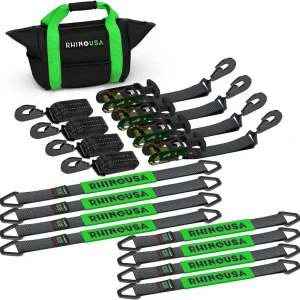 Rhino USA Heavy Duty Vehicle Tie Down Kit (Snap Hook)