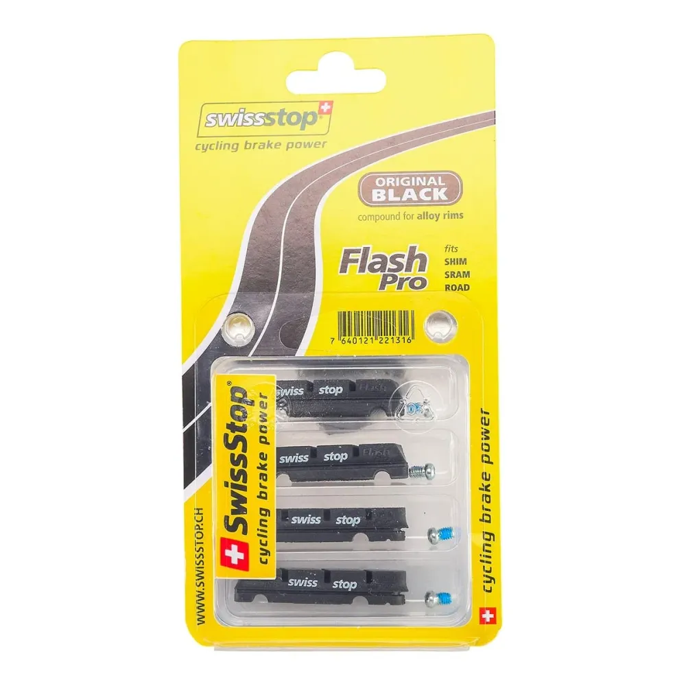 4 SWISS STOP FLASH -kenkien sarja Musta alumiini