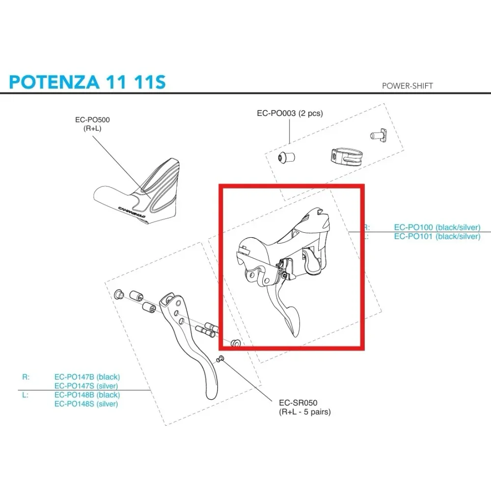 Vasen vaihteenvaihtimen runko CAMPAGNOLO POTENZA 11V 2018 Vannejarru