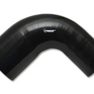 Vibrant 3.25in ID x 3.5in ID x 4in Long Gloss Black Silicone 90 Degree Transition Elbow
