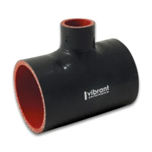 Vibrant 4 Ply Reinforced Silicone T Adapter - 2in Outlet ID x 4in OAL x 1in Branch ID (BLACK)