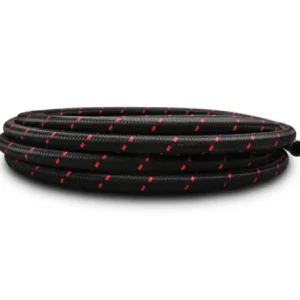 Vibrant -4 Two-Tone Black/Red Nylon Braided Flex Hose (5 foot roll)