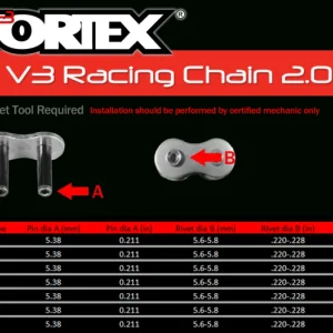 Vortex Racing V3 2.0 Master Link Rivet 530SX3-RCL- Black