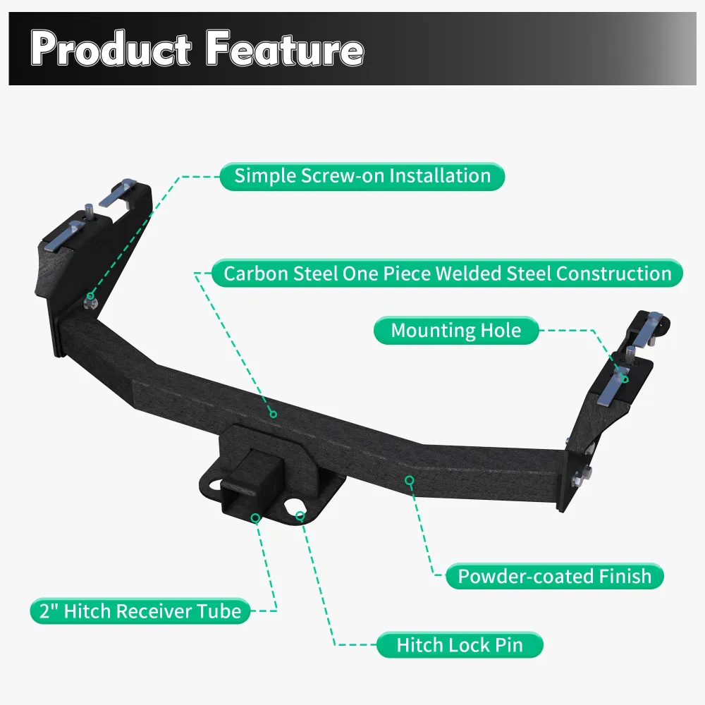 Vuosille 2014-2018 Chevrolet Silverado 1500 All Styles GMC Sierra 1500 All Styles Taka vetokoukku