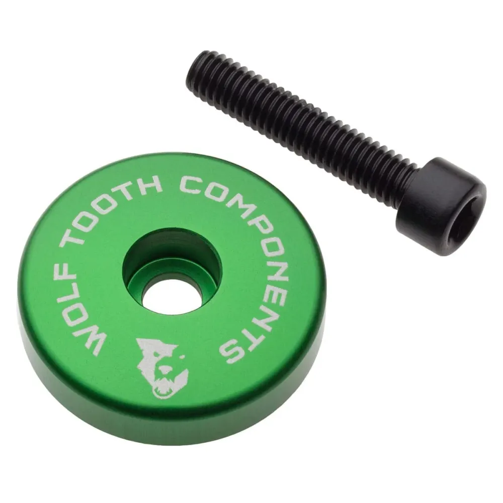 WOLF TOOTH Stem Cap integroidulla 5mm välikappaleella 1"1/8 Vihreä